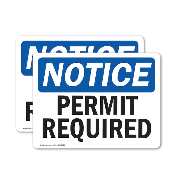 Signmission Permit Required, 7 in W x Rectangle, Vinyl Decal OS-2PACK-NS-D-57-L-17183 - main